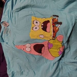 Blue Graphic T-Shirt with Cartoon Characters